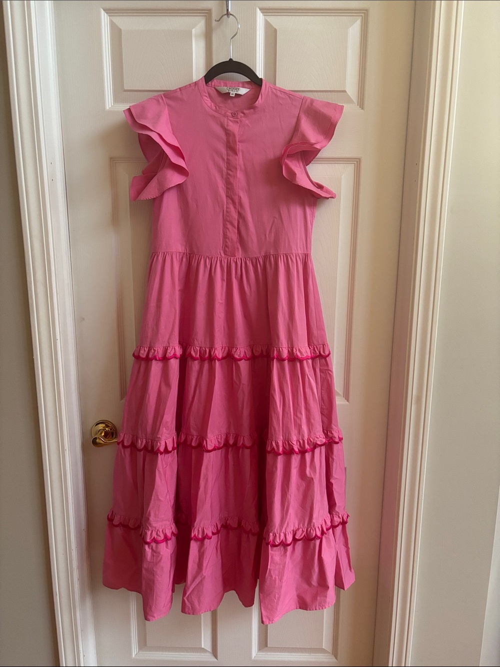CROSBY by Mollie Burch Bright Pink Ruffle Tiered Dress